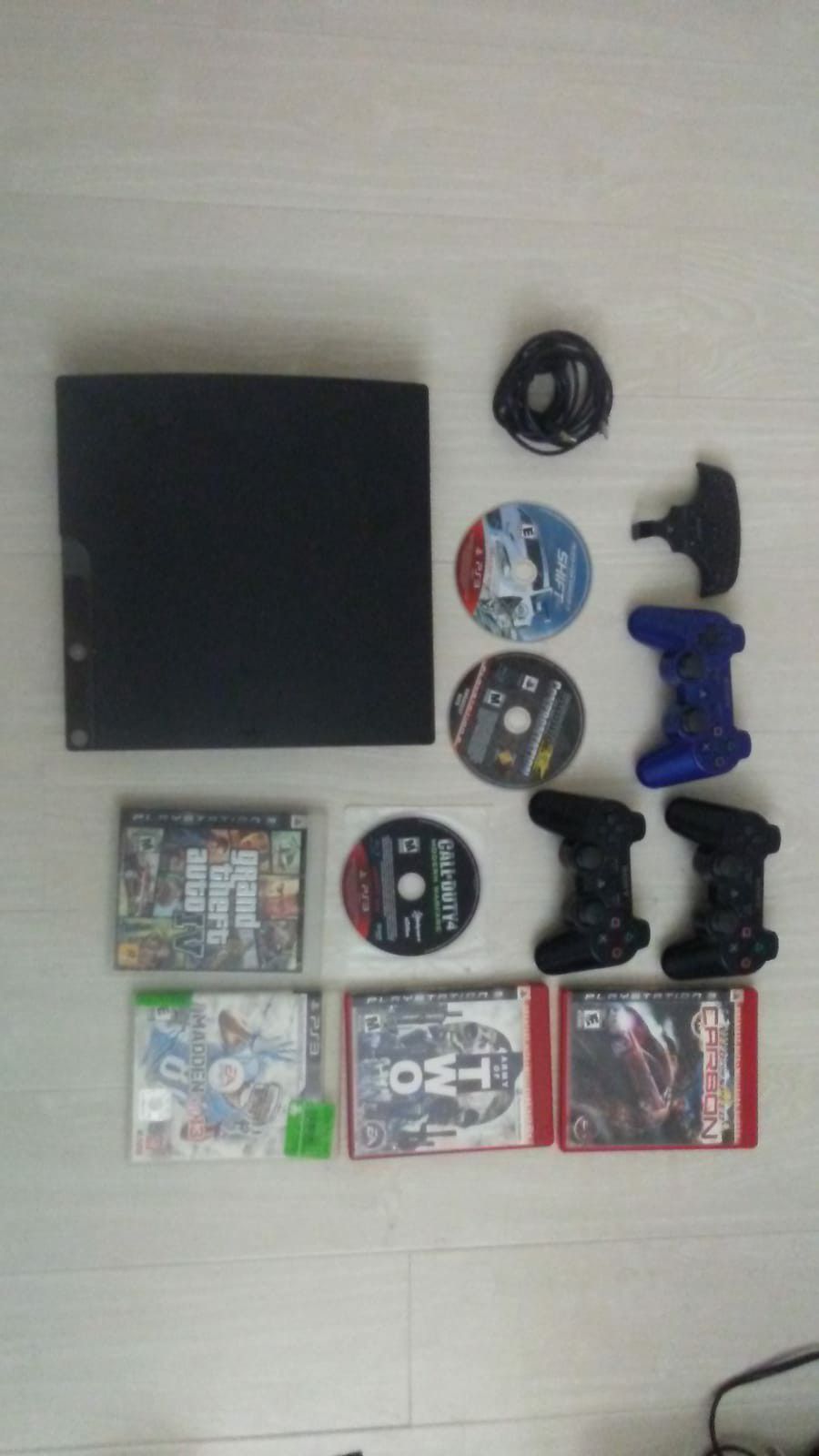 PS3 with 3 controllers and games