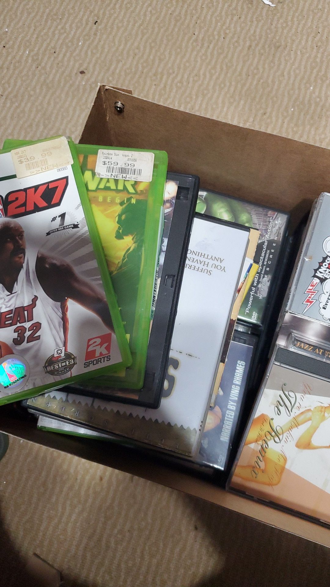 Box full of dvds, cds old video games free