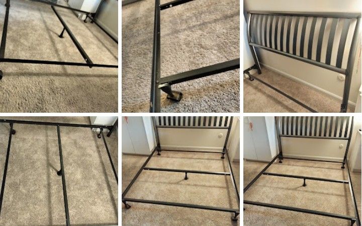 METAL QUEEN BED FRAME ON WHEELS/ EASY TO ASSEMBLE/ REASONABLE OFFERS WELCOME