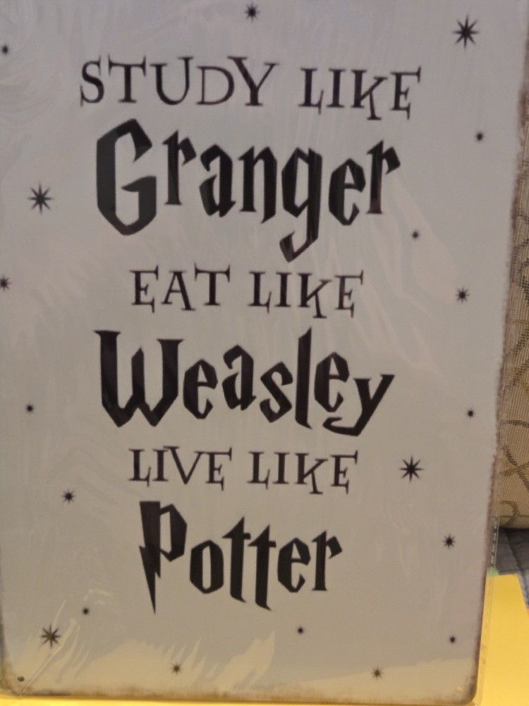 Harry Potter Granger Weasley Potter Wisdom Sign Tin Simple 8" x 12