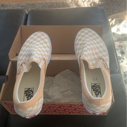 Vans Classic Slip On Ivory Checkboard Shoes Size 11