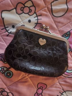 Coach Kiss lock coin black mini pouch