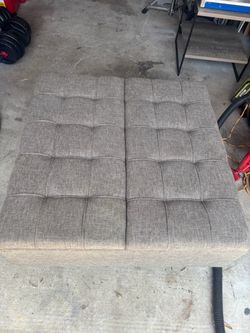 Gray & Beige Storage Ottoman – 3ft x 3ft x 16in