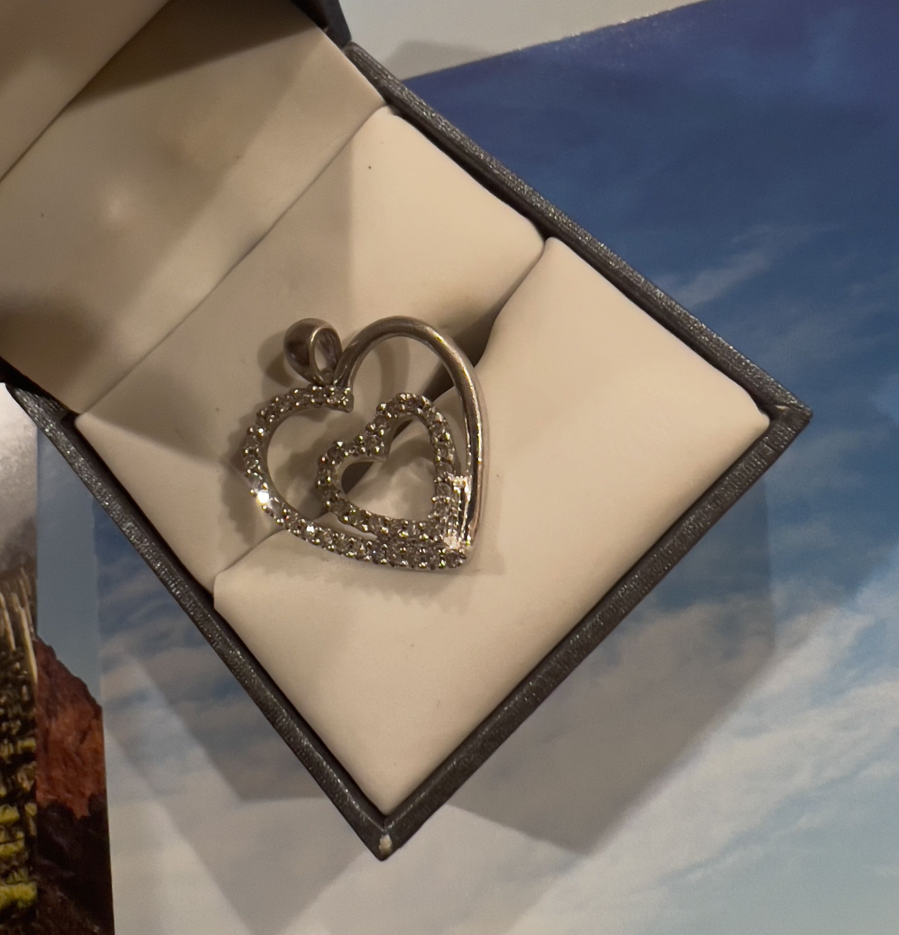 Silver Diamond Paved Heart Pendant