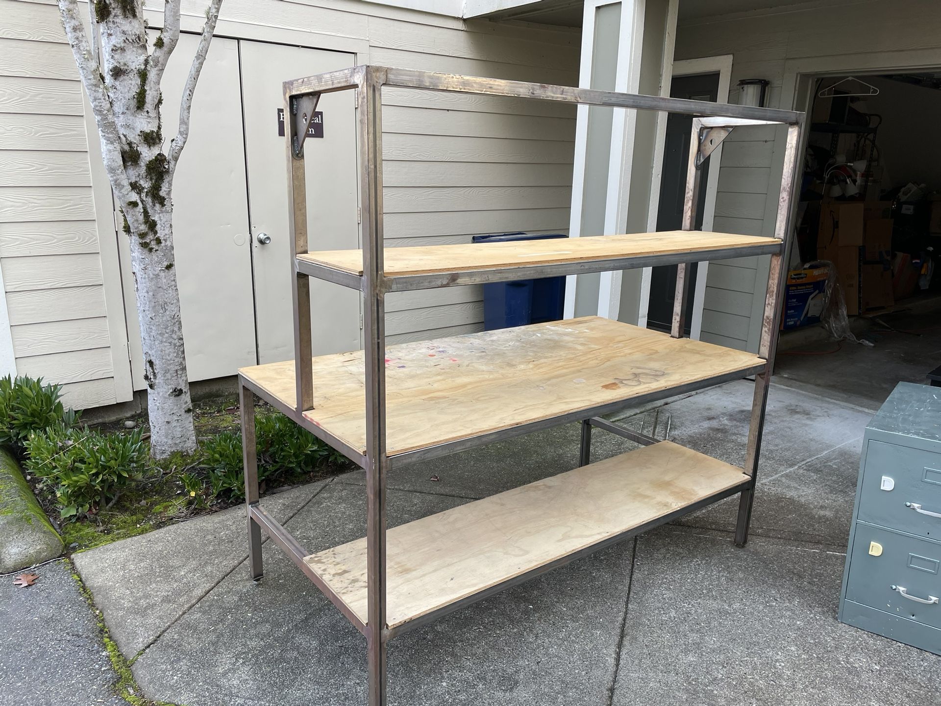 3-tiered custom built bench for electronics assembly/other.
