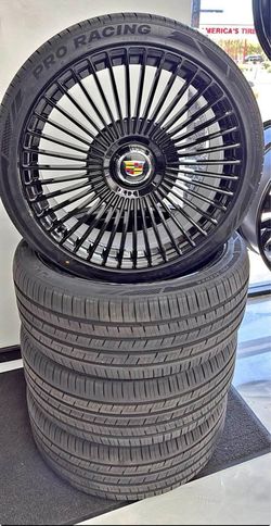 (4) 24" Cadillac Wheels with 295/35ZR24 Tires On Sale-WE FINANACE NO CREDIT OK