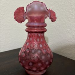 Fenton-  Small Cranberry Vase 