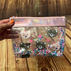 Pvc Clear Multicolor Little Balls Bears Pencil Bag Pouch Zipper Closure