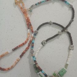 Orange ETHIOPIAN OPAL CHOKER LONG SHELL HEISHI TURQUOISE NECKLACE Small Turquoise Heishi NecklaceE 