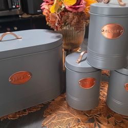 Tin Bread Box And Tin Canisters