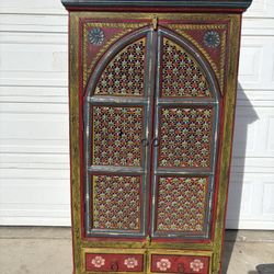 Vintage Hand-Painted Moroccan Armoire,