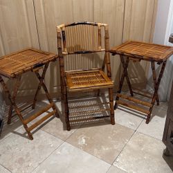 New 3 peace one chair and two tables made with bamboo all for $60