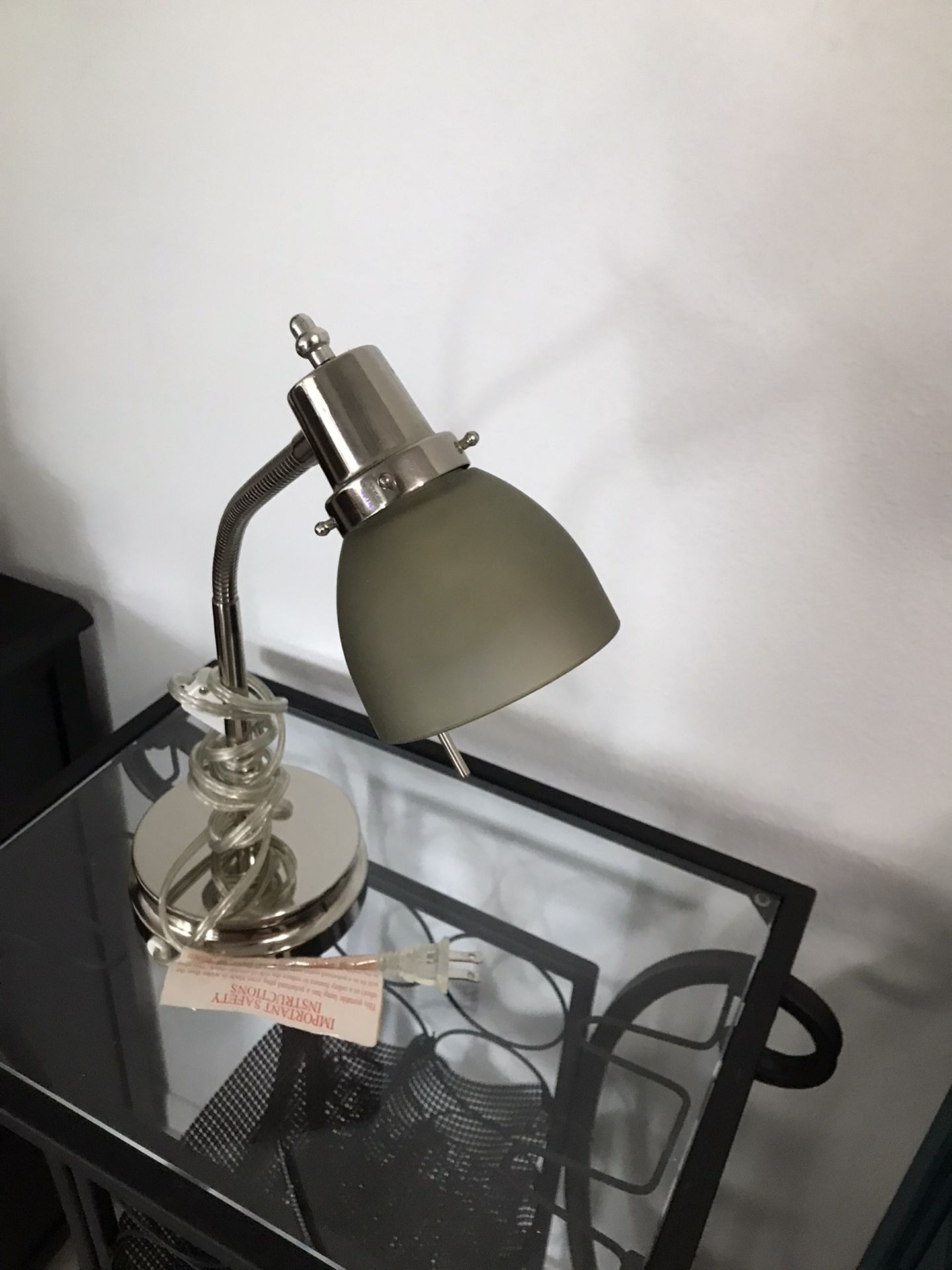 Nice Adjustable Desk Lamp Chrome w/grey Glass Shade