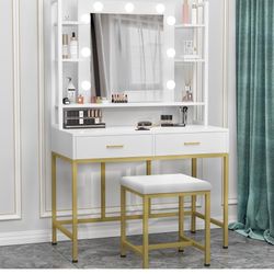 Makeup Vanity Desk with Light/ No Bench 