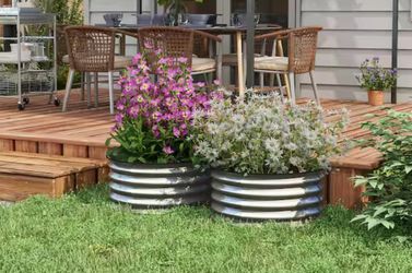 Outsunny 23.5 in. Round Galvanized Steel Raised Garden Beds (Set of 4)