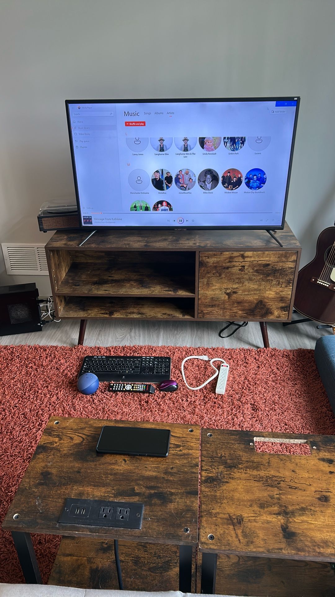 Rustic Wood-Style TV Stand 