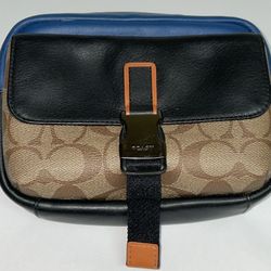 Coach Track Pouch Crossbody In Colorblock Signature Canvas