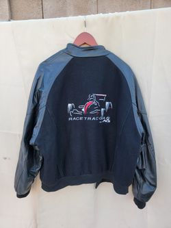 vintage unique jacket w/ logo RACE TRAC GAS 