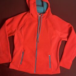 SWISS TECH Womens Knit Hooded Jacket Teal / Neon Pink Size large 12-14