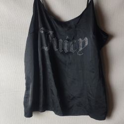 Juicy Couture Sleepwear Satin Camisole Women's Large Black Rhinestone Size M