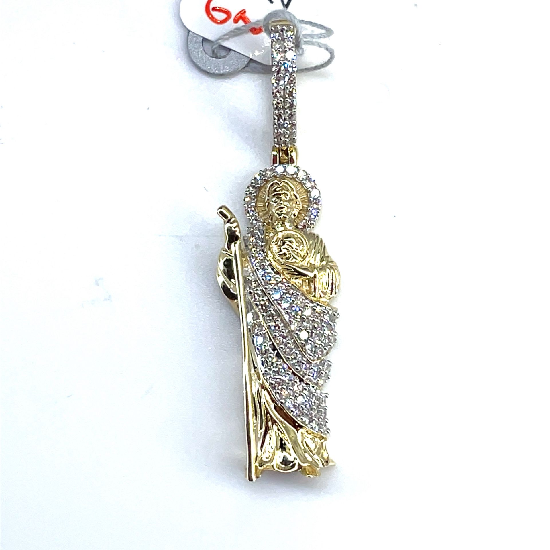 10Kt Yellow Gold Diamond San Judas Pendant 4.00g .5CTW 202021
