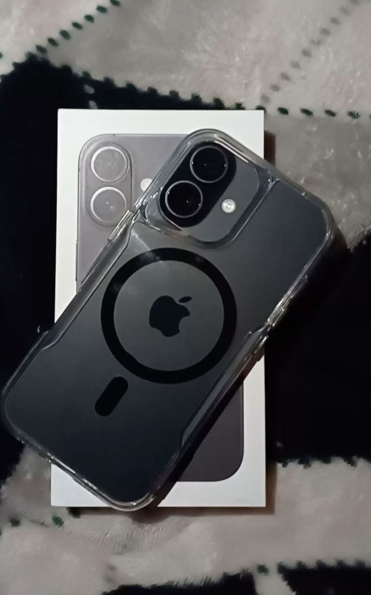 Two Phones iPhone 16 Pro Tiatiam And iPhone 16 Black+Clear Case