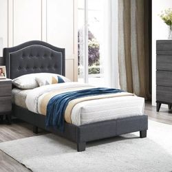 Twin Size Burlap Plan Platform Bed With Ortho Mattress 