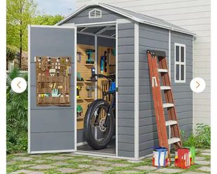 6 x 4 ft. Gray Resin Storage Shed-Outdoor Plastic Shed with Floor