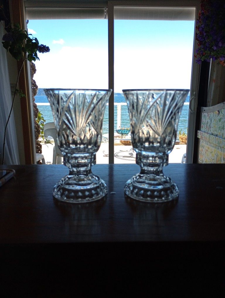 Pair Of Vintage Hurricane Candle Holders