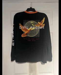 Civil Regime Men’s Rare Black Graphic CV 19 Long Sleeve T Shirt Size S