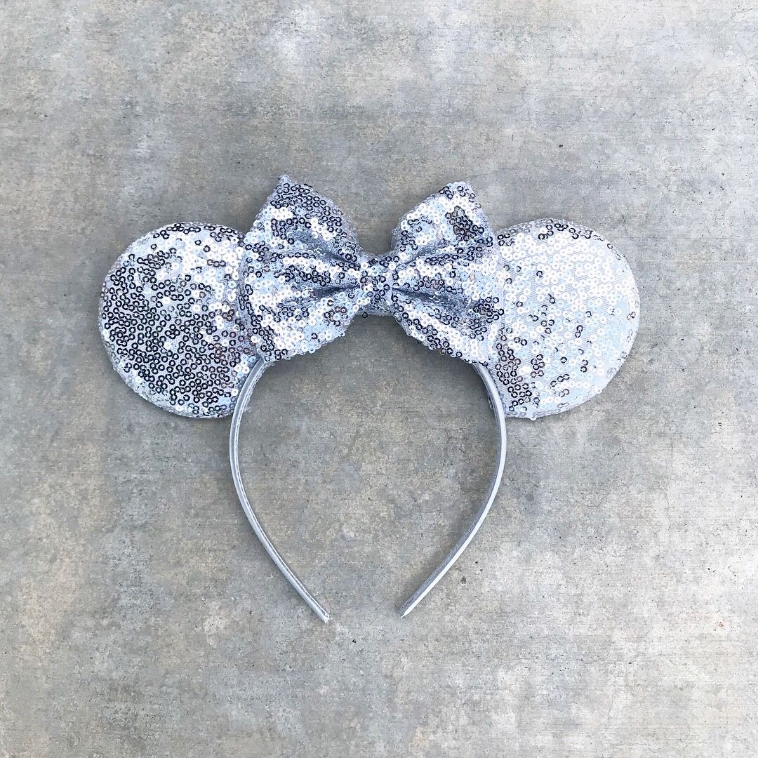 Mickey Mouse Handmade Sequin Ears in Silver