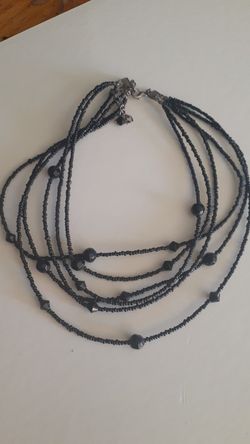 6 strand black choker chain