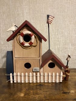 Wooden Coastal Village with Pull-Out Drawers Nautical Decor Box