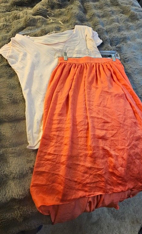 Zara High-Low Skirt + Oversized V-Neck Top Bundle (S/M + OS)