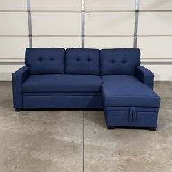 New Blue Storage Couch / Sofa Bed Sectional with Chaise (Can Deliver)