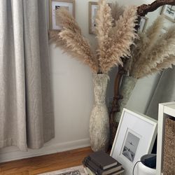 Boho Decorative Textured Vase With Pampas 