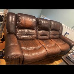 RECLINING leather sofa couch 