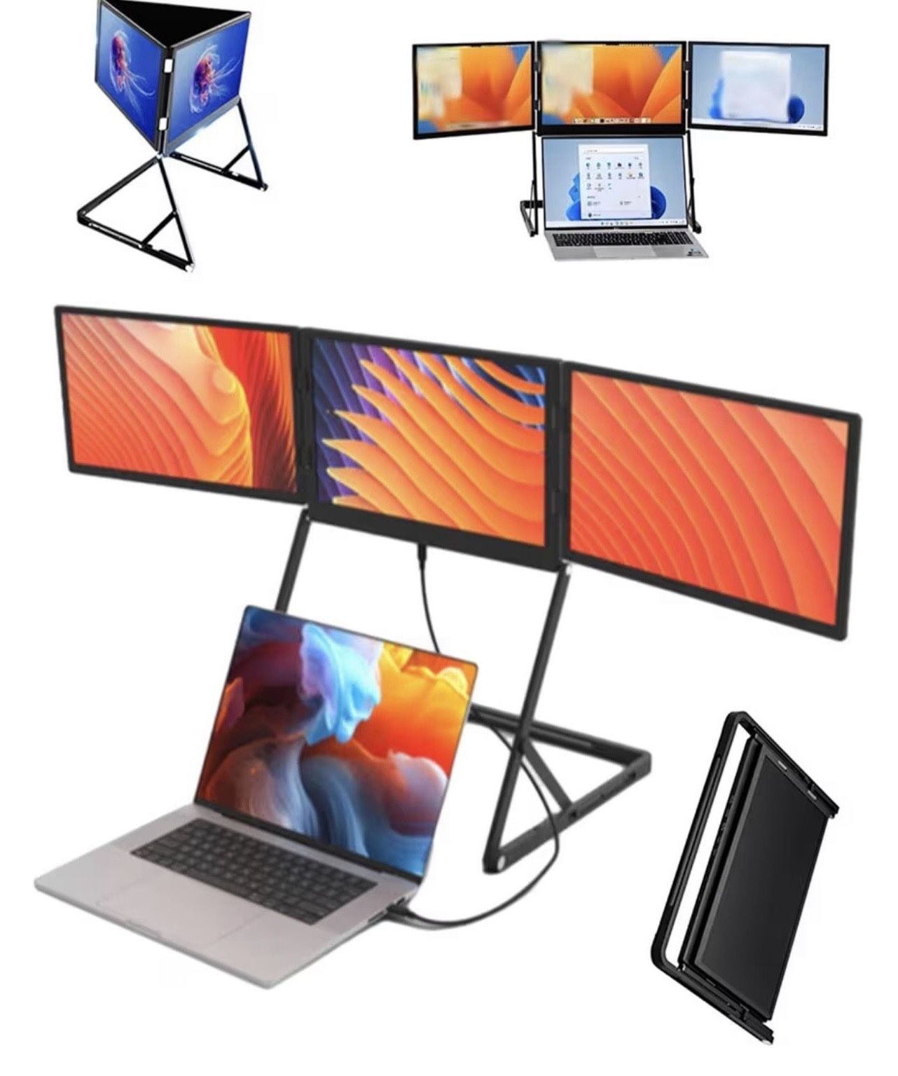 Portable 3 Screen Monitor for Laptop 15.6” 1080p Triple Monitors TriCreate