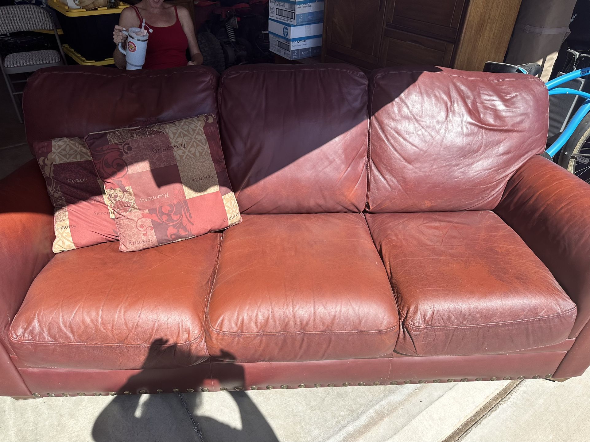 Real Leather Couch And Love Seat