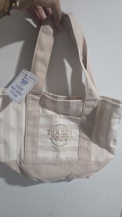 New Trader Joe's Striped Bag - Beige
