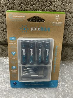 Pale Blue AA USB-C Rechargeable Batteries 4 Pack