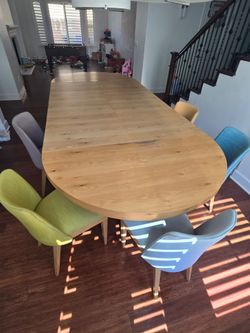 Large Oval Wood Dining Table with Leaf