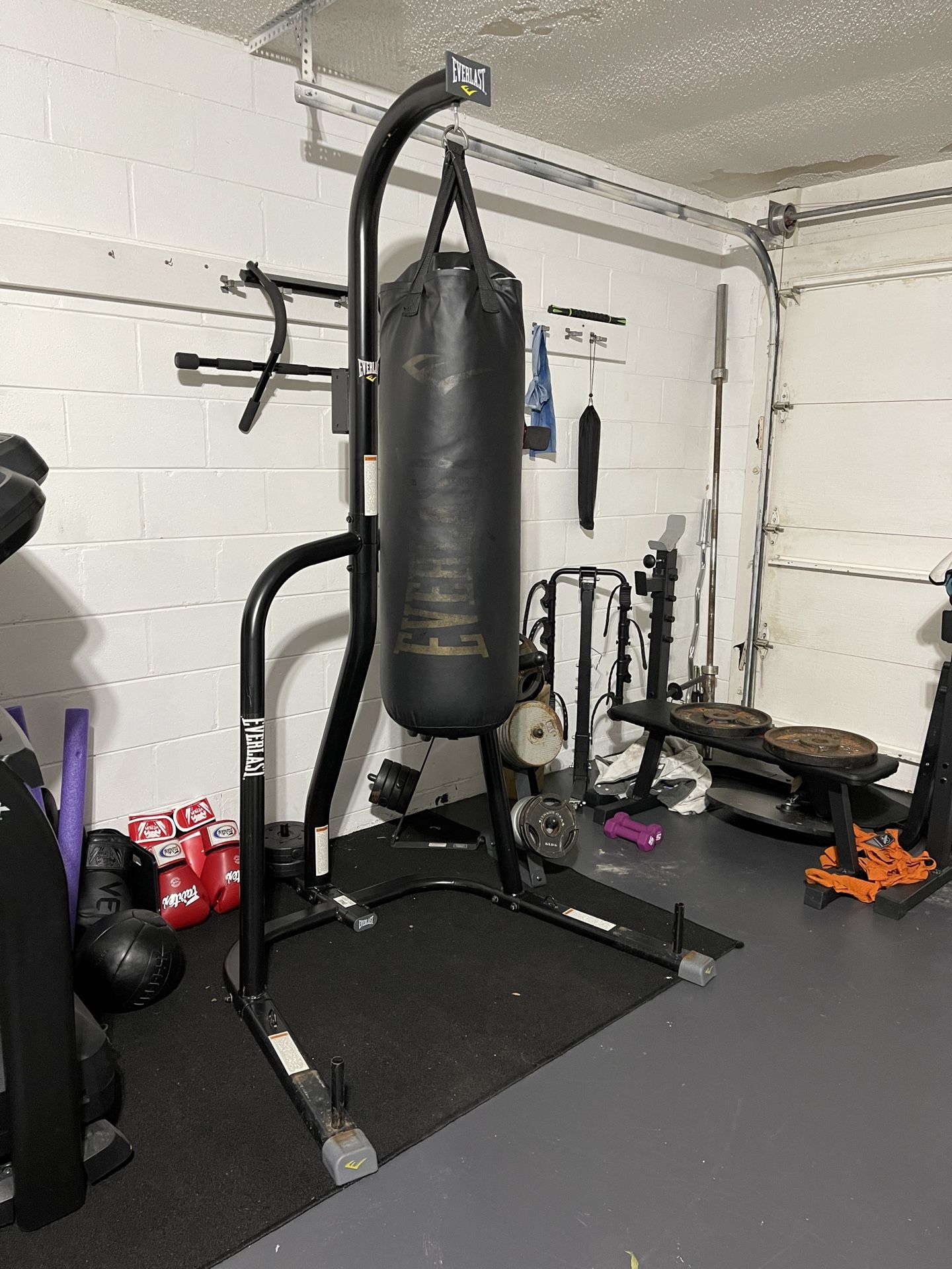 Everlast Heavy Bag, Powder Coated Steel Stand, And Attachable Speed Bag