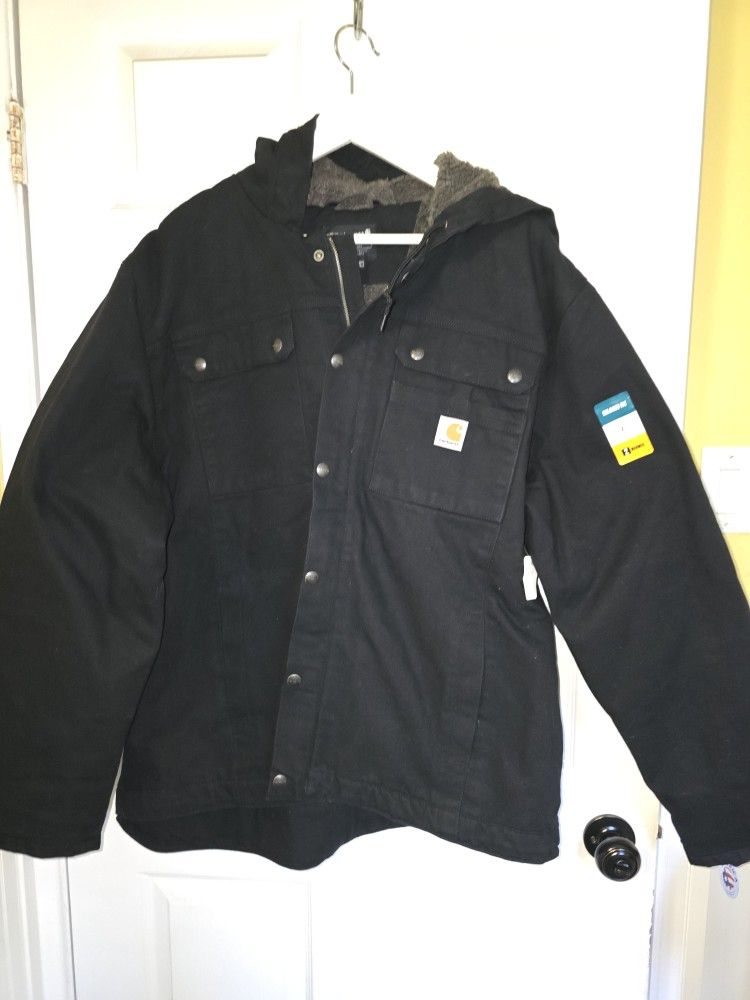 Carhartt Relaxed Fit Sherpa Lined Black Jacket XL