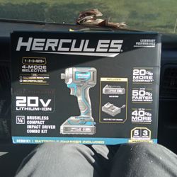 Hercules Brushless 20v 1/4"compact Impact Driver Kit
