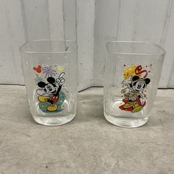 2 Vintage Walt Disney World Mickey Mouse Millennium 2000 Glasses From McDonald’s
