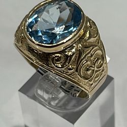 14k Aquamarine Stone Ring Size 11.5 / 12.9 Grams 