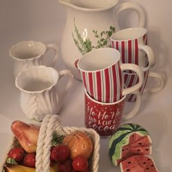 Dinning Christmas Cups & Large Pitcher
