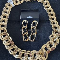 Thick Necklace Choker & Earrings