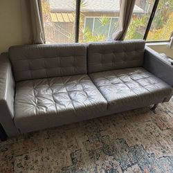 Gray Leather Couch - IKEA 